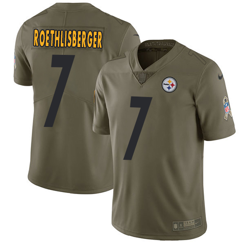 Nike Steelers #7 Ben Roethlisberger Olive Men's Stitched NFL Limited Salute to Service Jersey